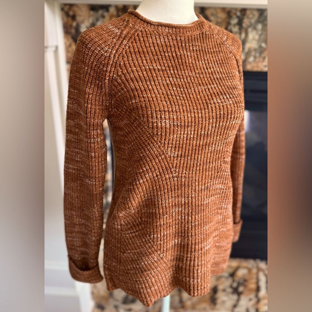 Style & Co. Petite Medium Women's Burnt Orange Brown Ribbed Sweater.